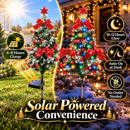 Solar Cedar Christmas Tree Lights| Festive Outdoor Holiday Decor