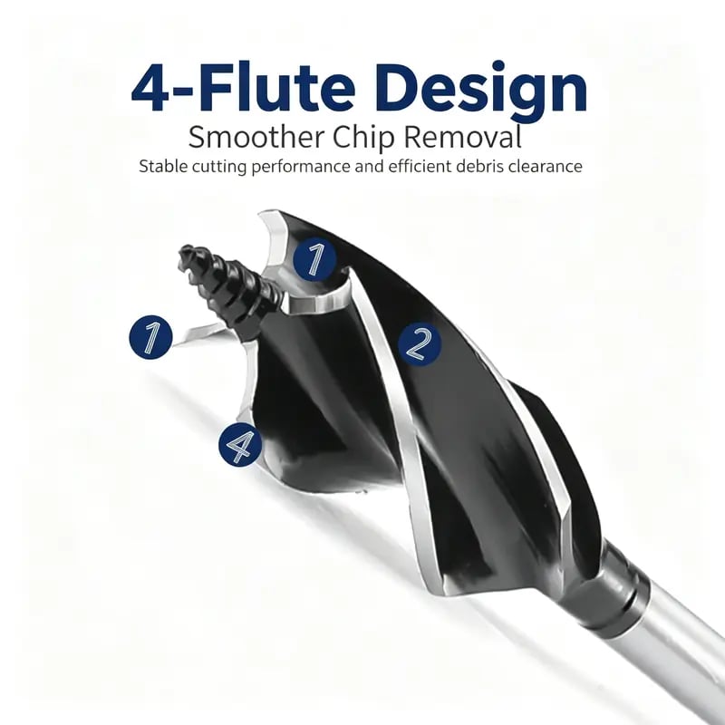 ⚒️8PCS High Carbon Steel Wood Drill Bits Set,4-Flute Hex Shank Wood Boring Bits 10-25mm for Timber Plastic Drilling