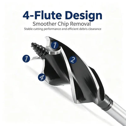 ⚒️8PCS High Carbon Steel Wood Drill Bits Set,4-Flute Hex Shank Wood Boring Bits 10-25mm for Timber Plastic Drilling