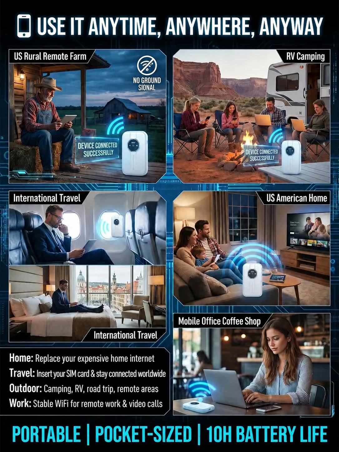 [Global Coverage, Free for Life] Boundless Portable Wi-Fi– 🛡️No Contract, No Hidden Costs
