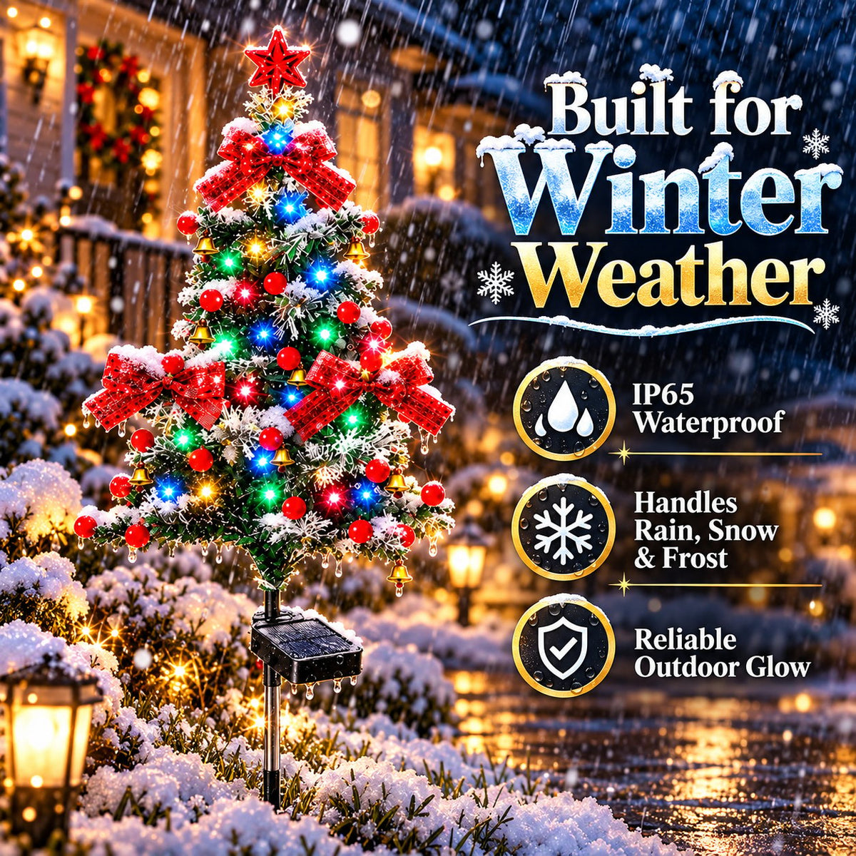 Solar Cedar Christmas Tree Lights| Festive Outdoor Holiday Decor