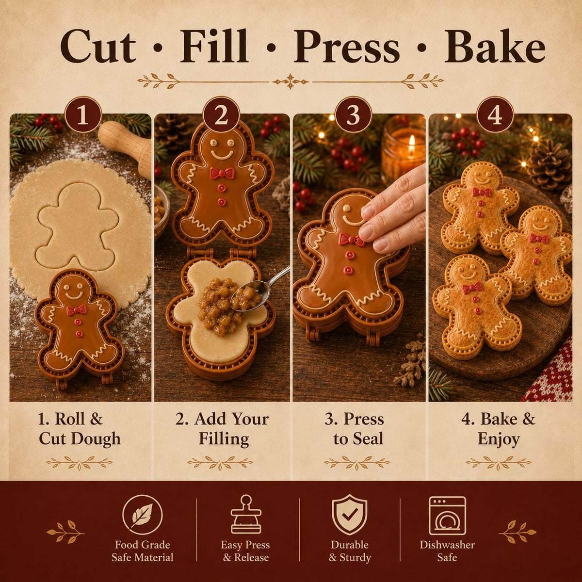 🎄✨16-Design Christmas Mini Pie Mold Collection | Reusable Embossed Molds for Shaping Detailed Santa, Snowman, Reindeer, Tree & Holiday Pies 🥧