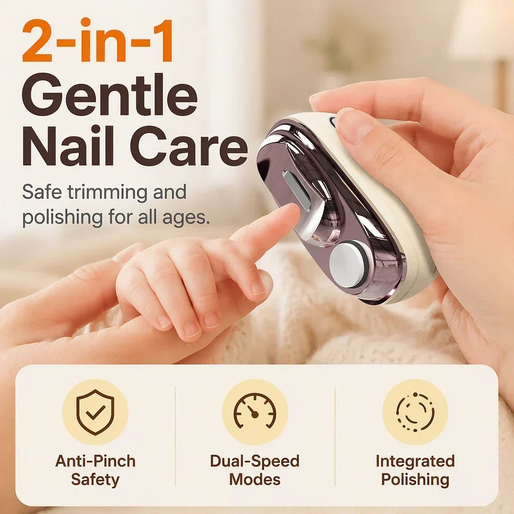 🔥Last Day 40% OFF -✂️ 2-in-1 Smart Electric Nail Clipper & Polisher – Anti-Pinch Safety & LED Light 💅