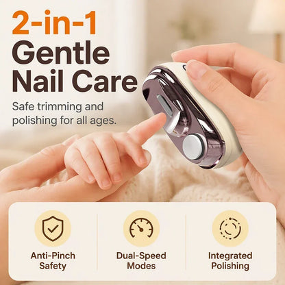 🔥Last Day 40% OFF -✂️ 2-in-1 Smart Electric Nail Clipper & Polisher – Anti-Pinch Safety & LED Light 💅