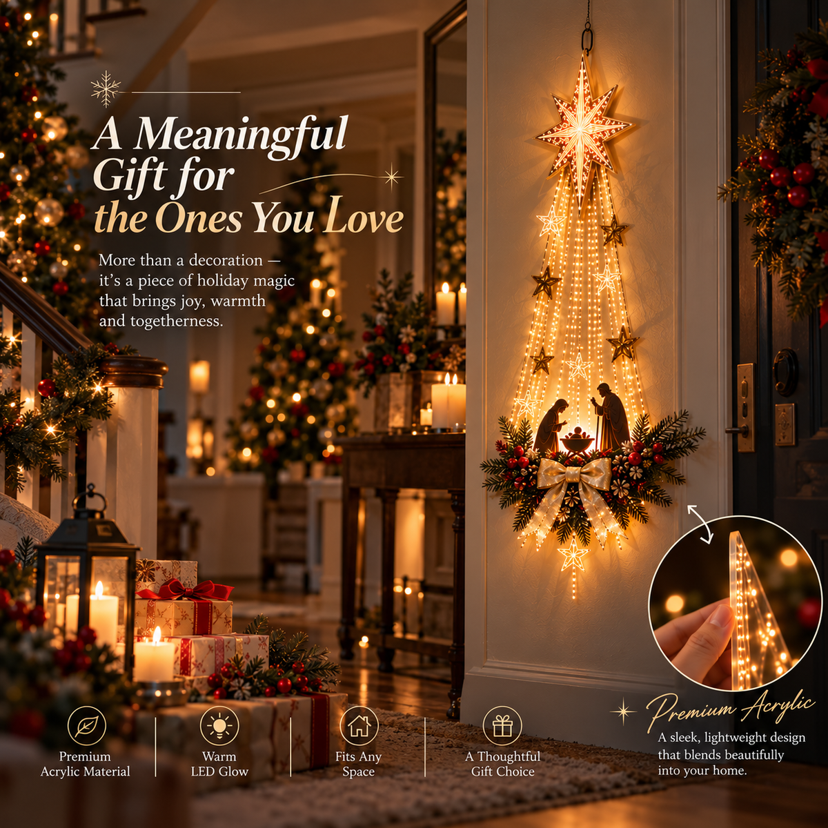 ✨Last Day 90% OFF✨✝️ Bethlehem Star of Faith™ – Lighted Nativity Wall Decor