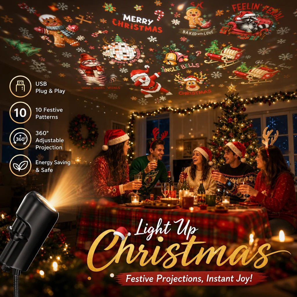 Play HD Christmas Projector – 6 or 10 Festive Scenes