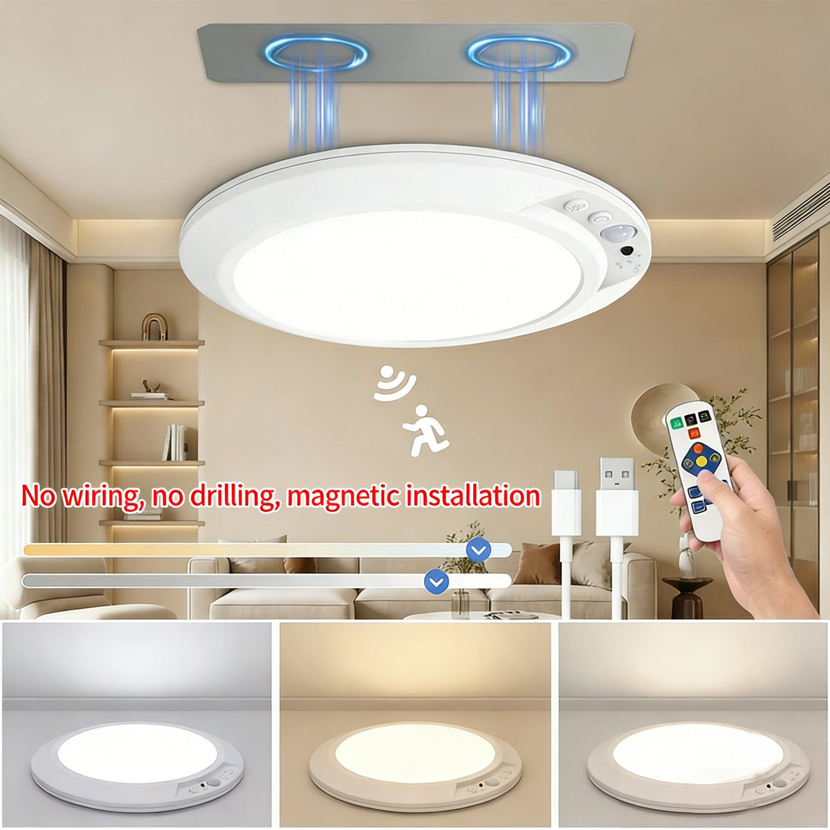 💡 Rechargeable Motion Sensor Ceiling Light