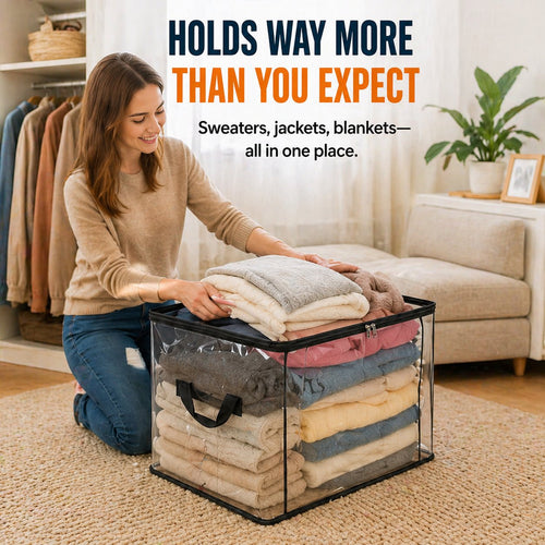 🎁Large Heavy-Duty Thick Plastic Clear Storage Bag for Clothes, Moving & Storage
