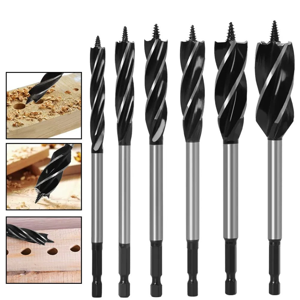 ⚒️8PCS High Carbon Steel Wood Drill Bits Set,4-Flute Hex Shank Wood Boring Bits 10-25mm for Timber Plastic Drilling