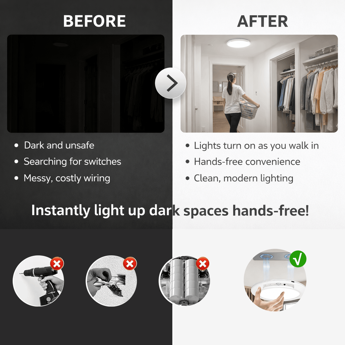 💡 Rechargeable Motion Sensor Ceiling Light