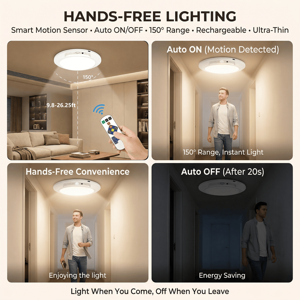 💡 Rechargeable Motion Sensor Ceiling Light