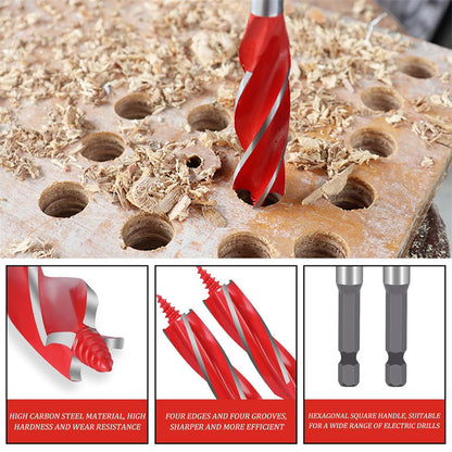 ⚒️8PCS High Carbon Steel Wood Drill Bits Set,4-Flute Hex Shank Wood Boring Bits 10-25mm for Timber Plastic Drilling